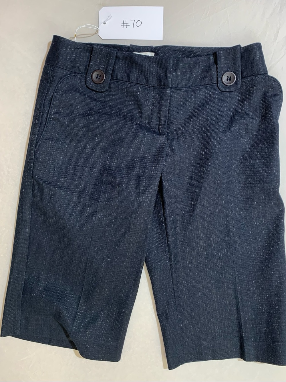 Liquido Navy Cropped Tailored Jeans Shorts